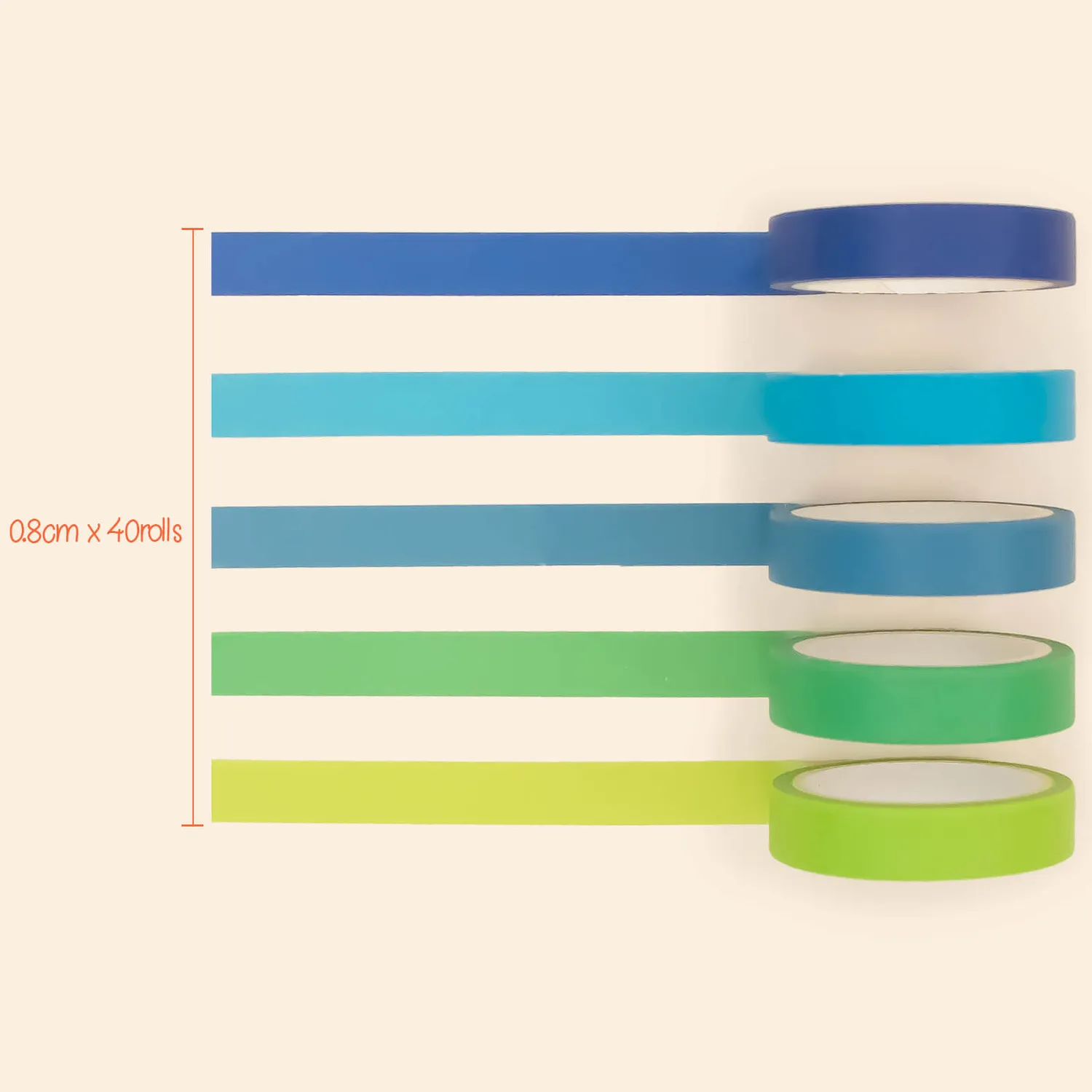 Ieebee Slim Washi Tape Set 40 Rollen 10 mm