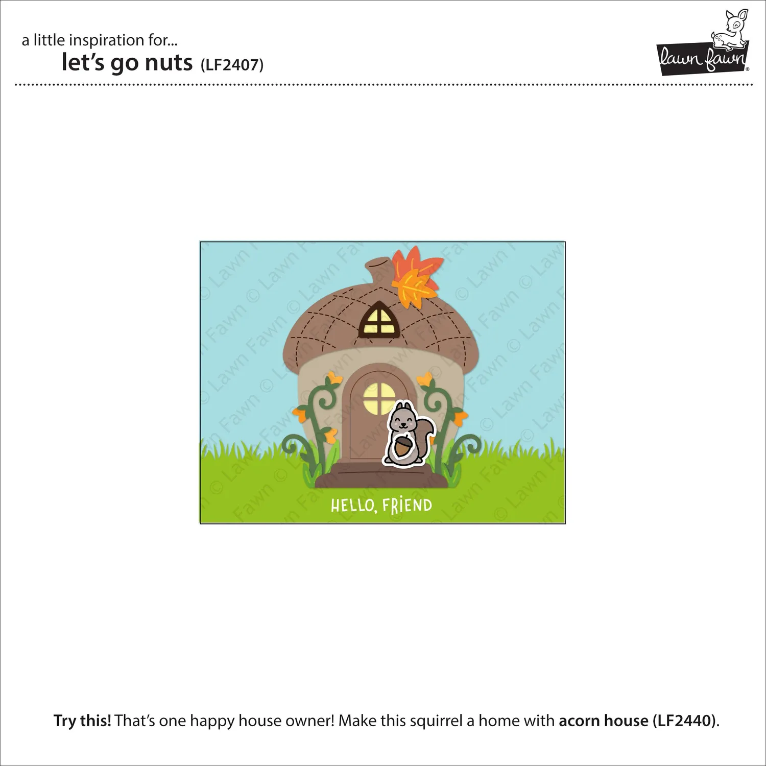 Lawn Fawn Let's Go Nuts Stempelset Eichhörnchen Herbst