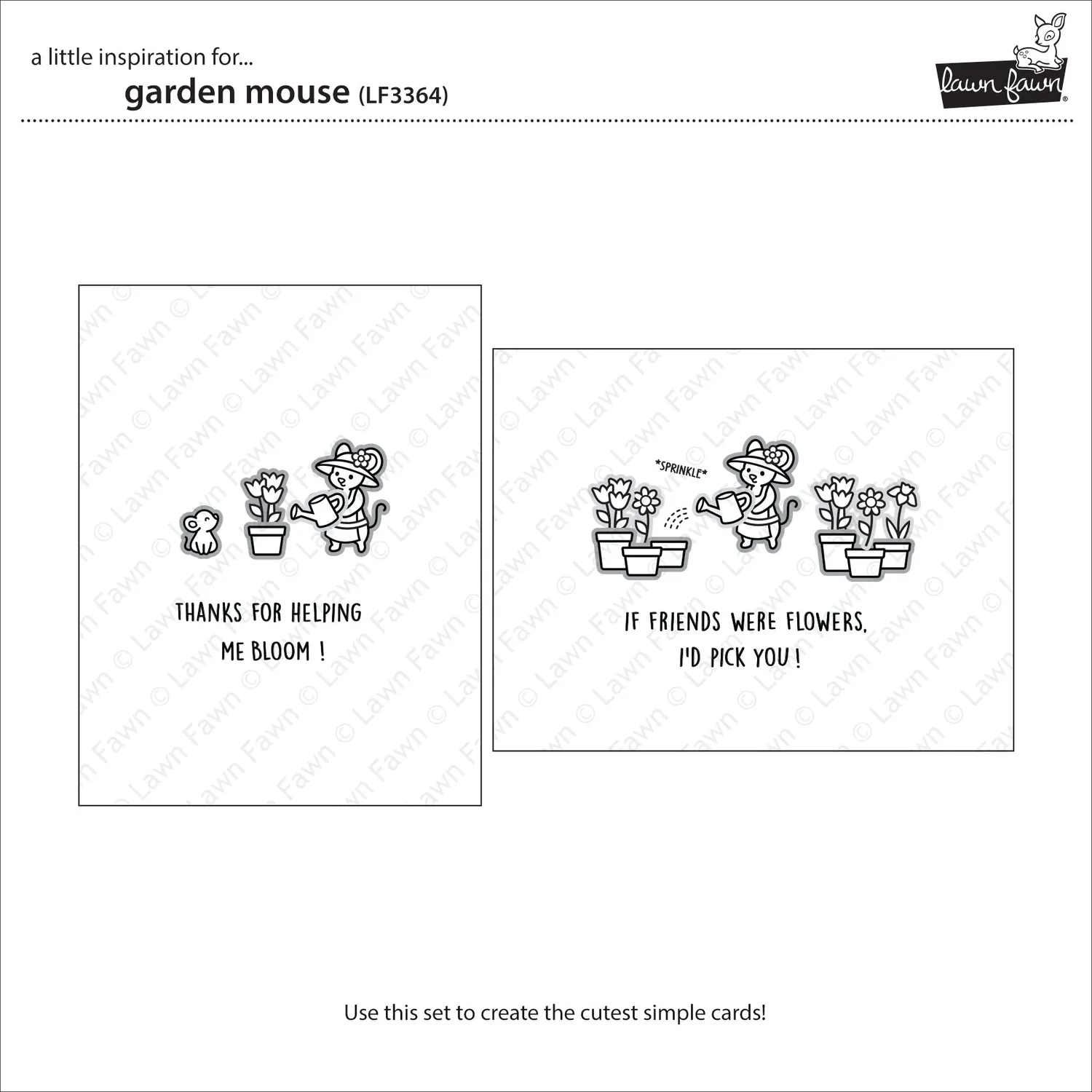 Lawn Fawn Garden Mouse LF3364 Clear Stamps Garten Maus
