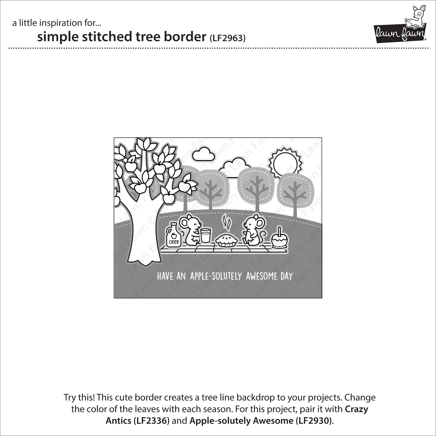 Lawn Fawn Simple Stitched Tree Border LF2963 Stanze 15,2cm