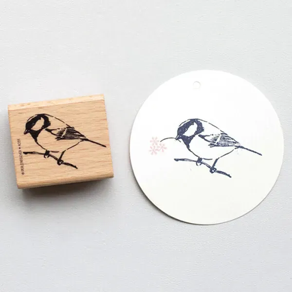 Perlenfischer Great Tit Holzstempel Vogel 31x43 mm