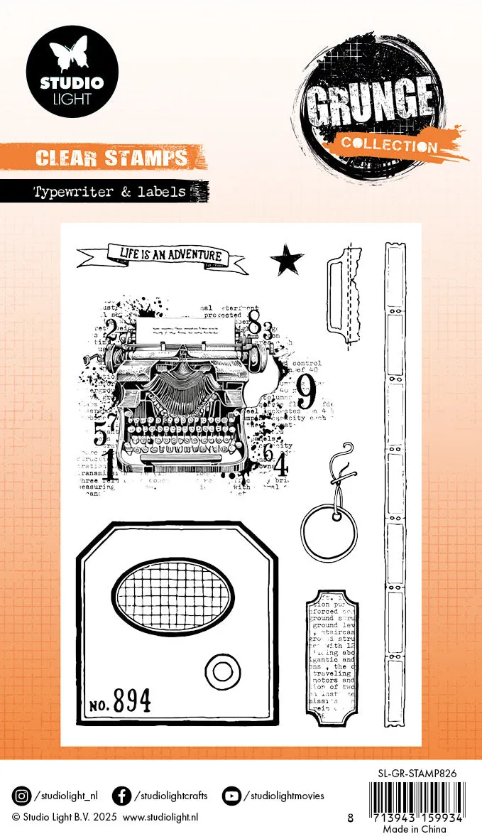 Studio Light Grunge Clear Stempel Typewriter & Labels 93x136 mm