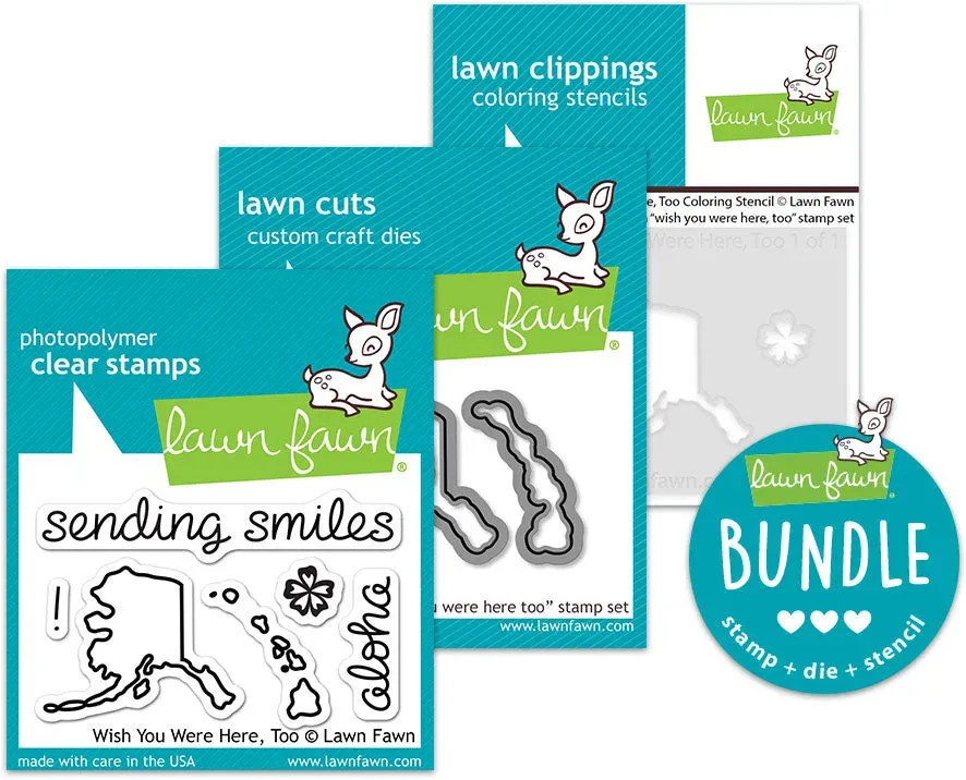 Lawn Fawn Wish You Were Here Too Bundle Stempel Stanzen
