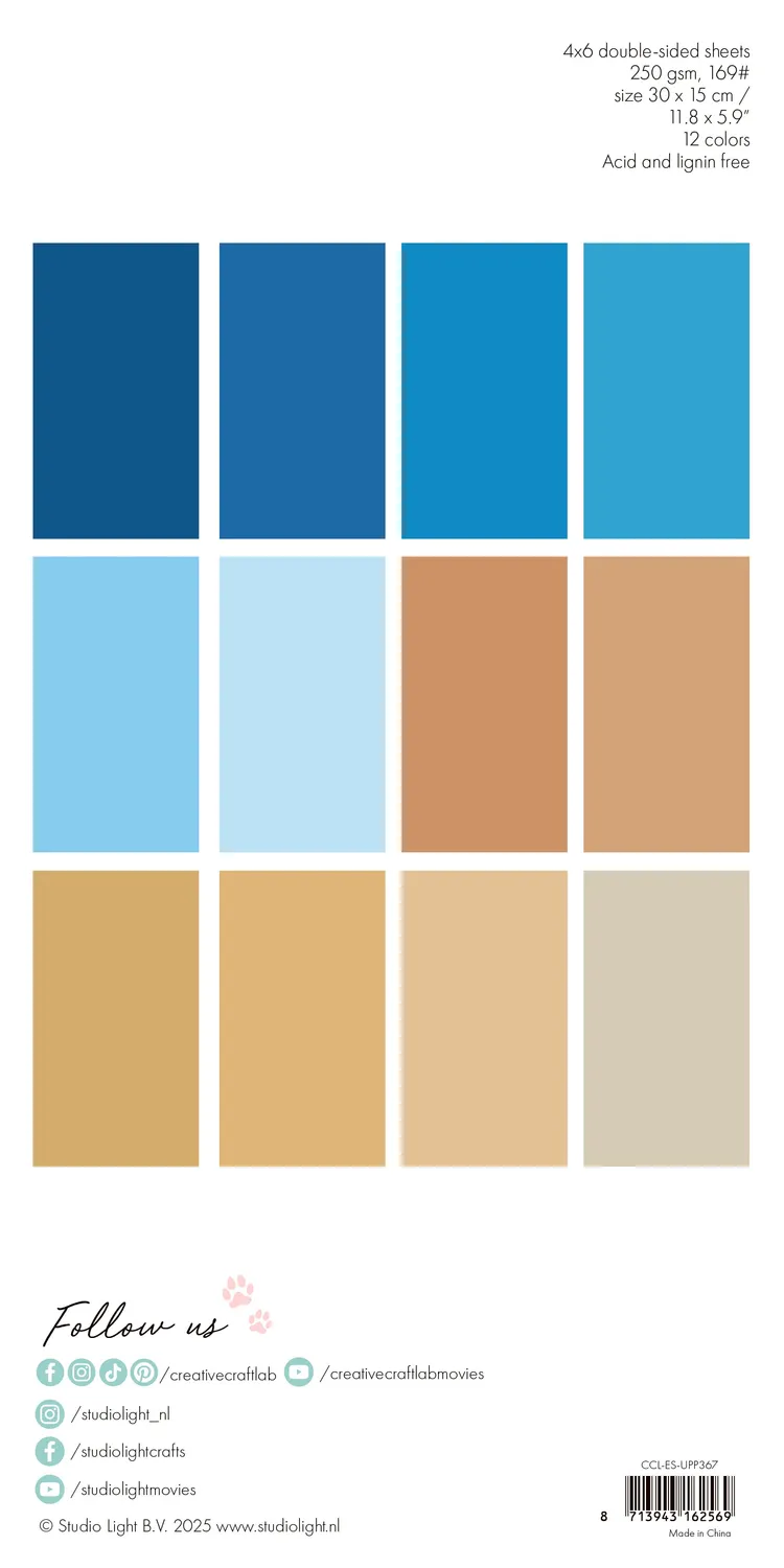 StudioLight Essentials Unicolor Paper Pad Sand & Sea 24 Blatt
