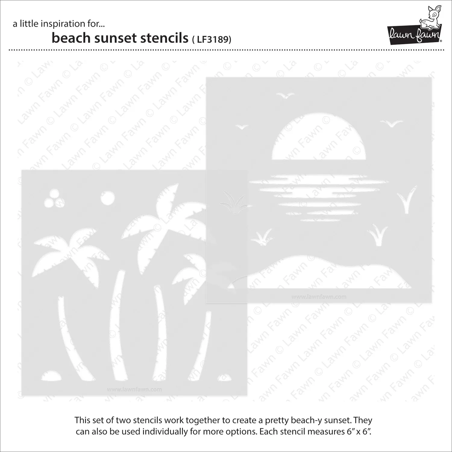 Lawn Fawn Beach Sunset Stencils Schablonen 2er-Set