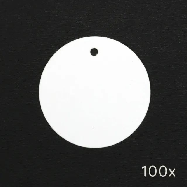 Perlenfischer Papertags Rund 50 mm Weiß 100 Stück Papier