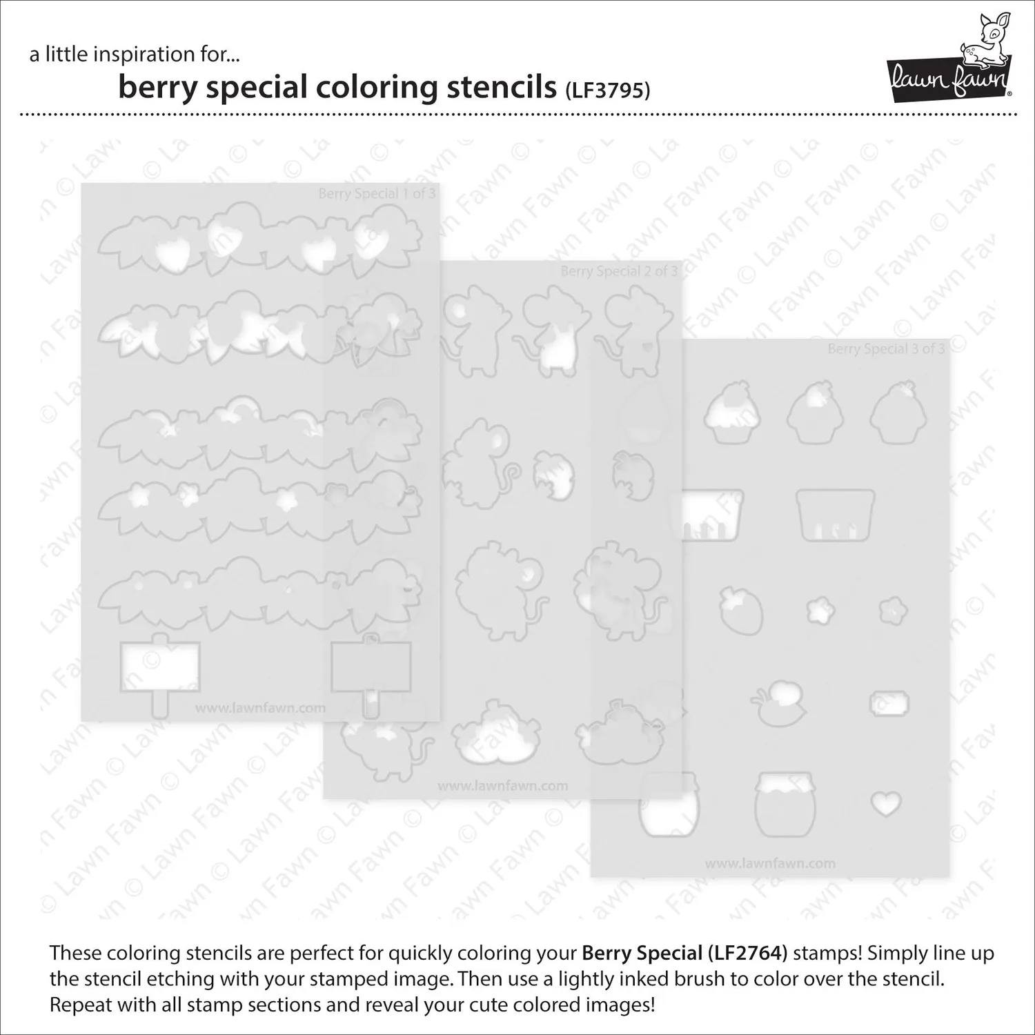 Lawn Fawn Berry Special Coloring Stencils Schablonen 3-teilig