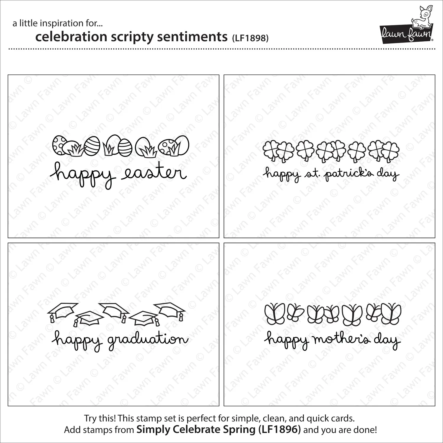 Lawn Fawn Celebration Scripty Sentiments Klarsichtstempel Anlässe