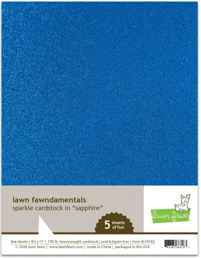 Lawn Fawn Sparkle Cardstock Sapphire Glitzerpapier 5 Blatt