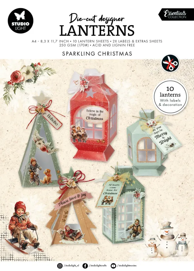 StudioLight DIY Lanterns Sparkling Christmas Papierblock 12 Blatt