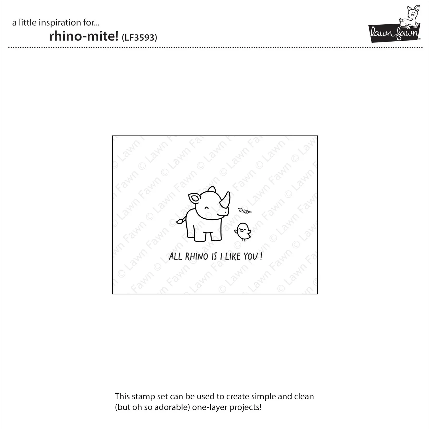 Lawn Fawn Rhino-mite Clear Stamps Nashorn Mini