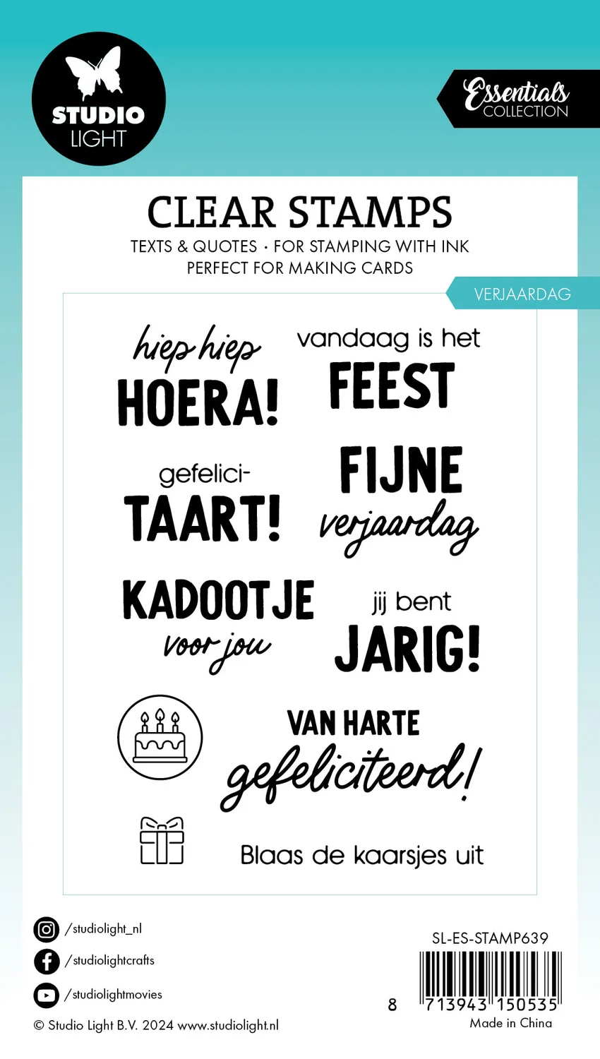 StudioLight Essentials Verjaardag Clear Stamp Stempel Niederländisch