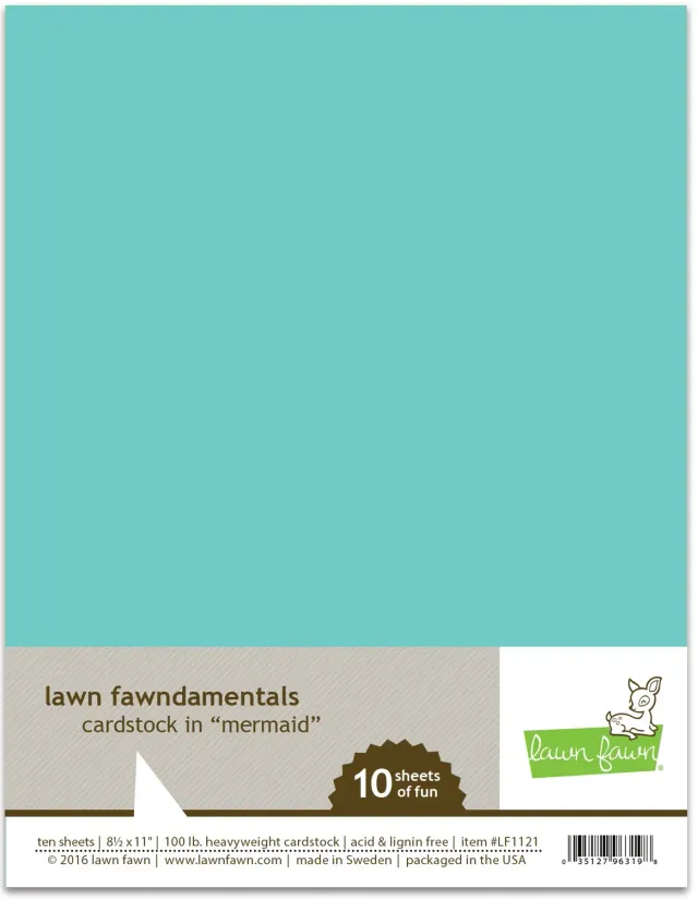 Lawn Fawn Mermaid Cardstock 10 Blatt Blaugrün 100 lb