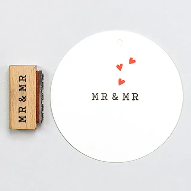 Perlenfischer Mr & Mr Textstempel Hochzeit 4x26 mm