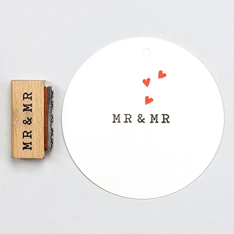 Perlenfischer Mr & Mr Textstempel Hochzeit 4x26 mm