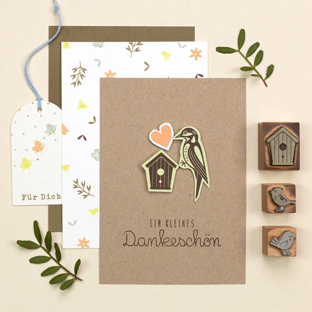 Perlenfischer Ein kleines Dankeschön 2 Holzstempel 71 mm