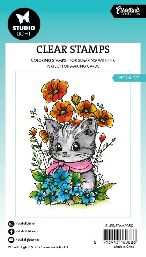 StudioLight Essentials Floral Cat Clear Stamp