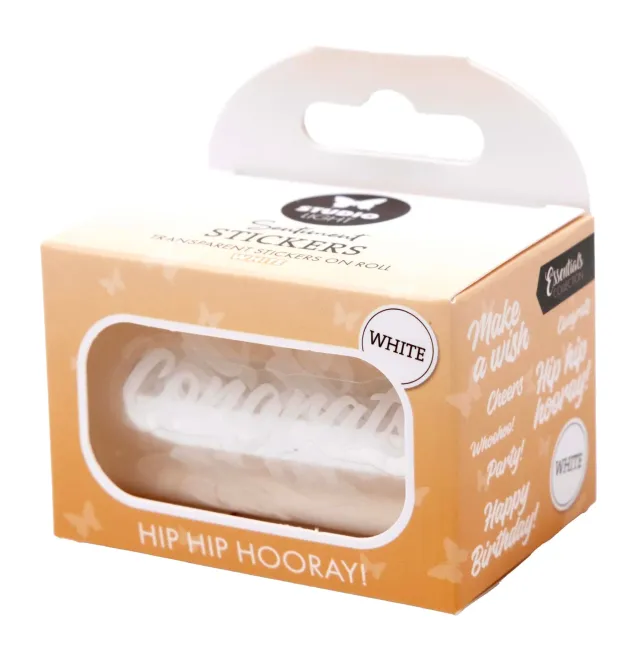 Studio Light Essentials Sticker Hip Hip Hooray weiß 5 m