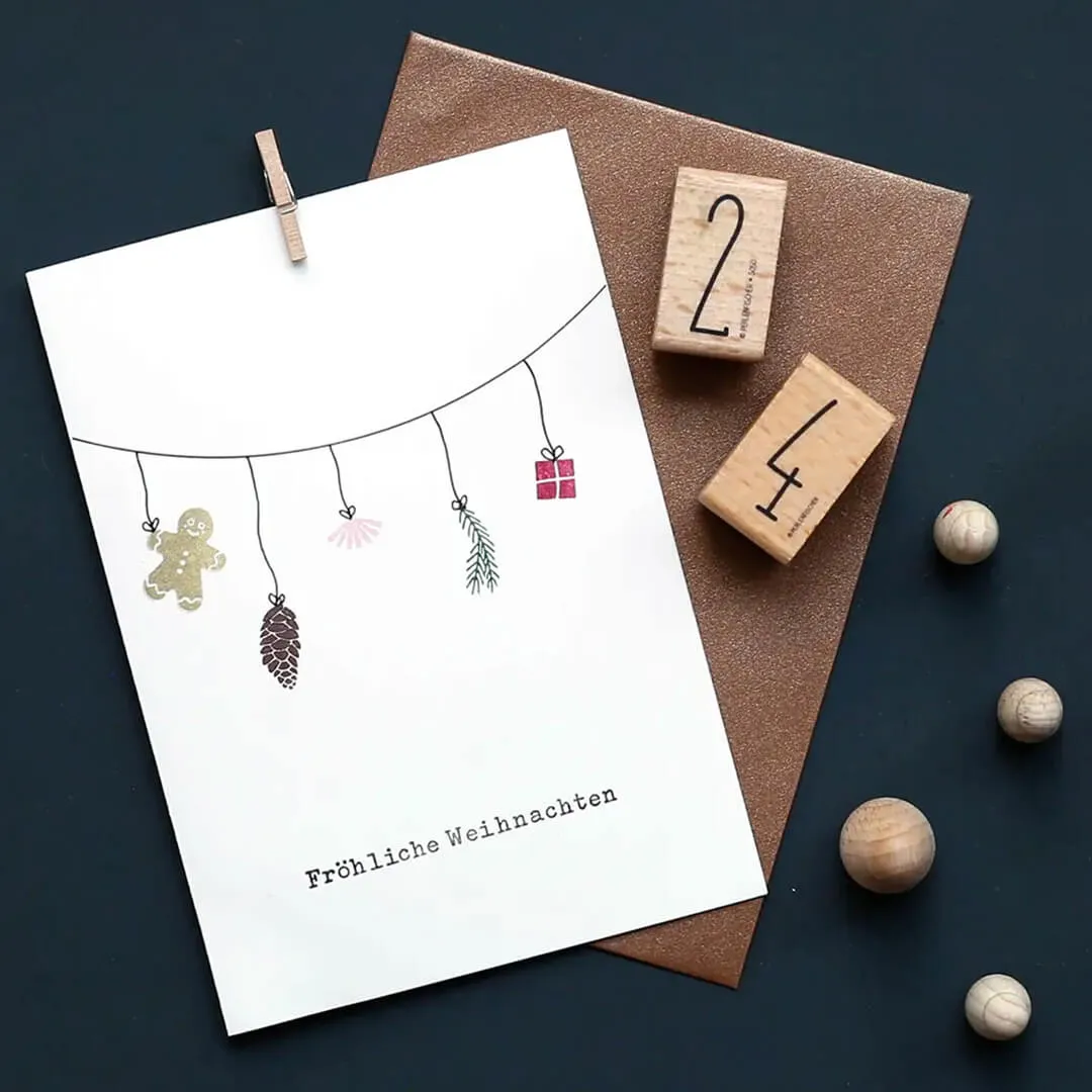Perlenfischer Fröhliche Weihnachten klassisch Stempel 60 mm