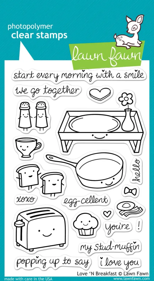 Lawn Fawn Love 'N Breakfast Stempel Frühstück 21-teilig