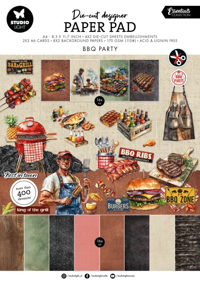 StudioLight Essentials BBQ Party Die-Cut Block 28 Blätter