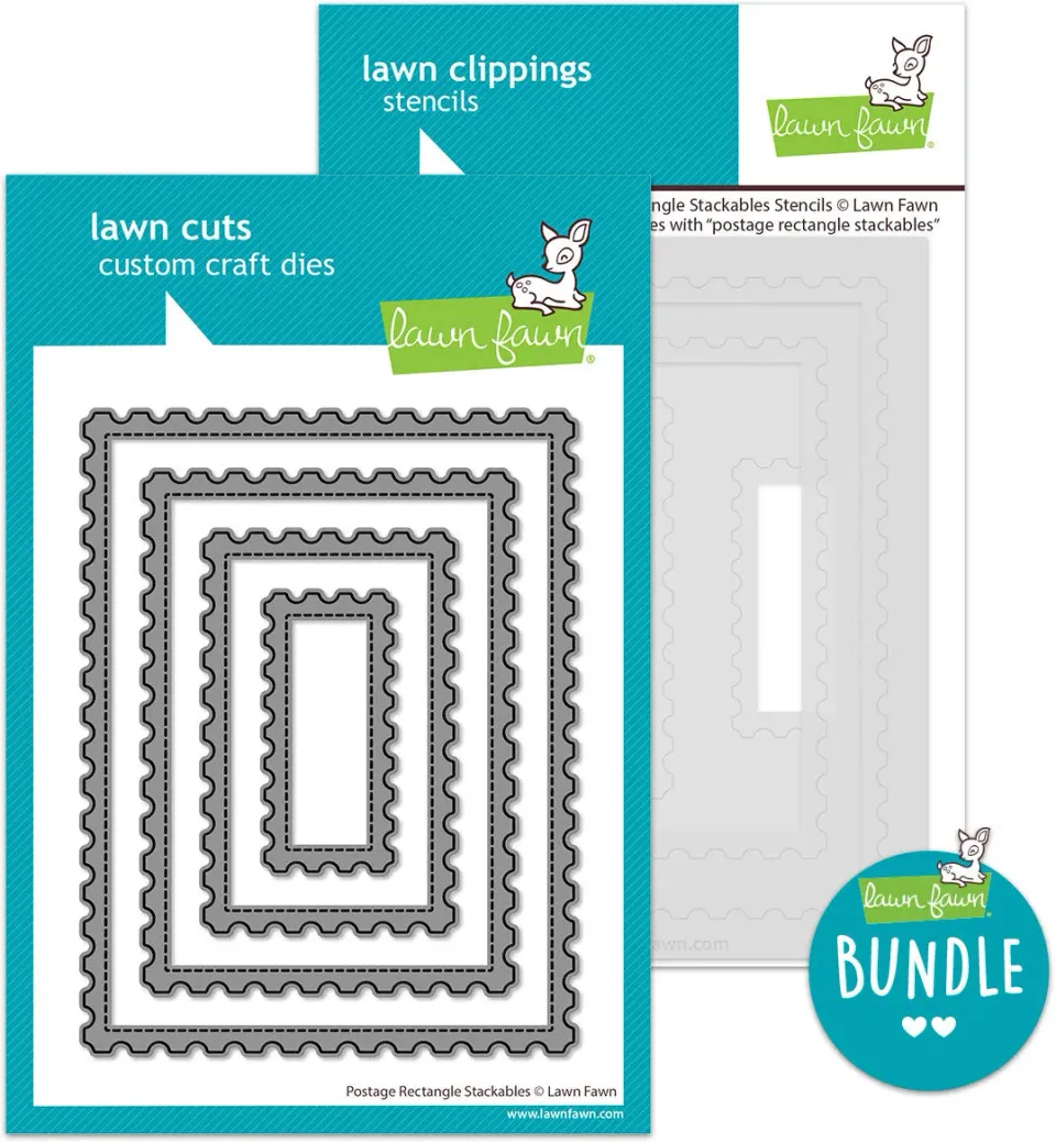 Lawn Fawn Postage Rectangle Stackables Stanzen + Stencil Set