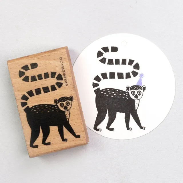 Perlenfischer Lemur Stempel 38x61 mm Tiermotiv