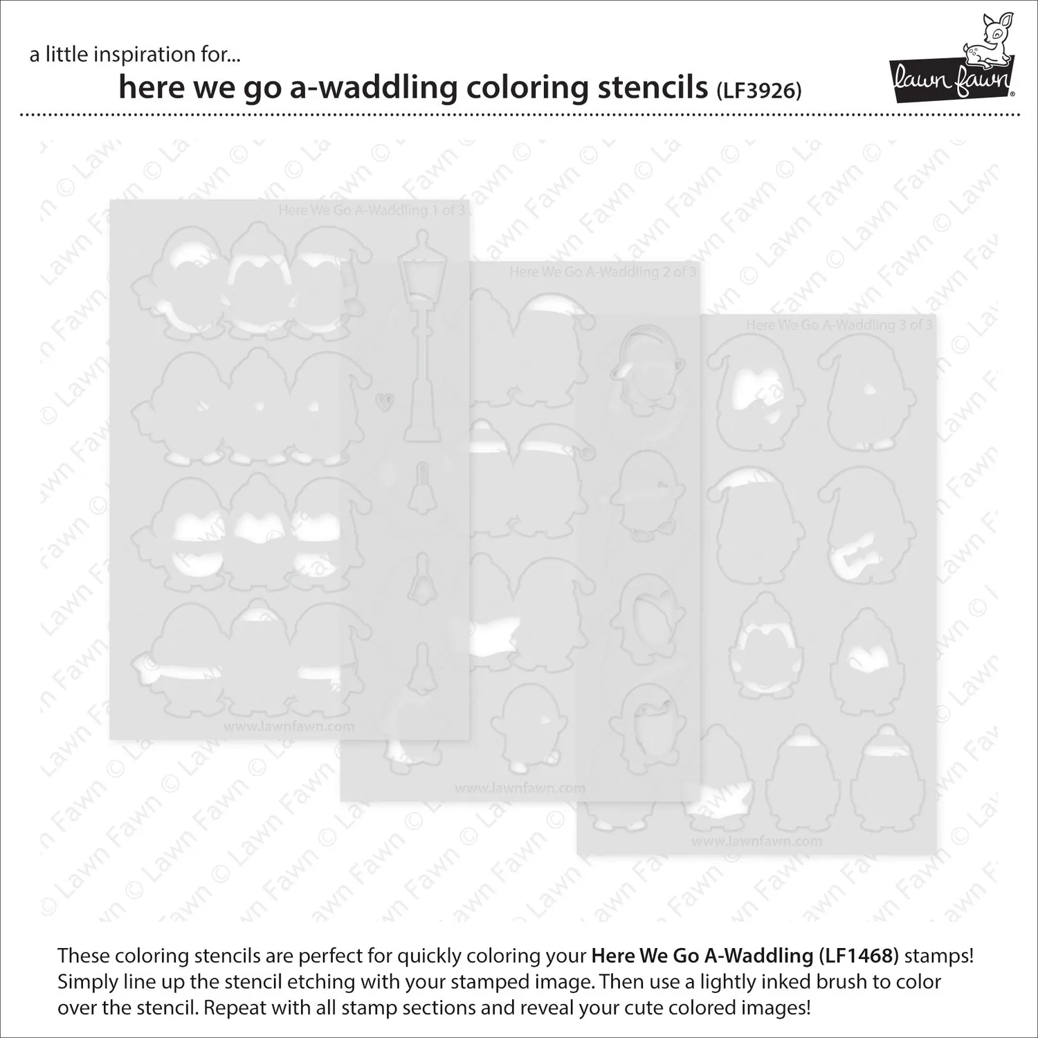 Lawn Fawn Here We Go A-Waddling Coloring Stencils 3-teilig