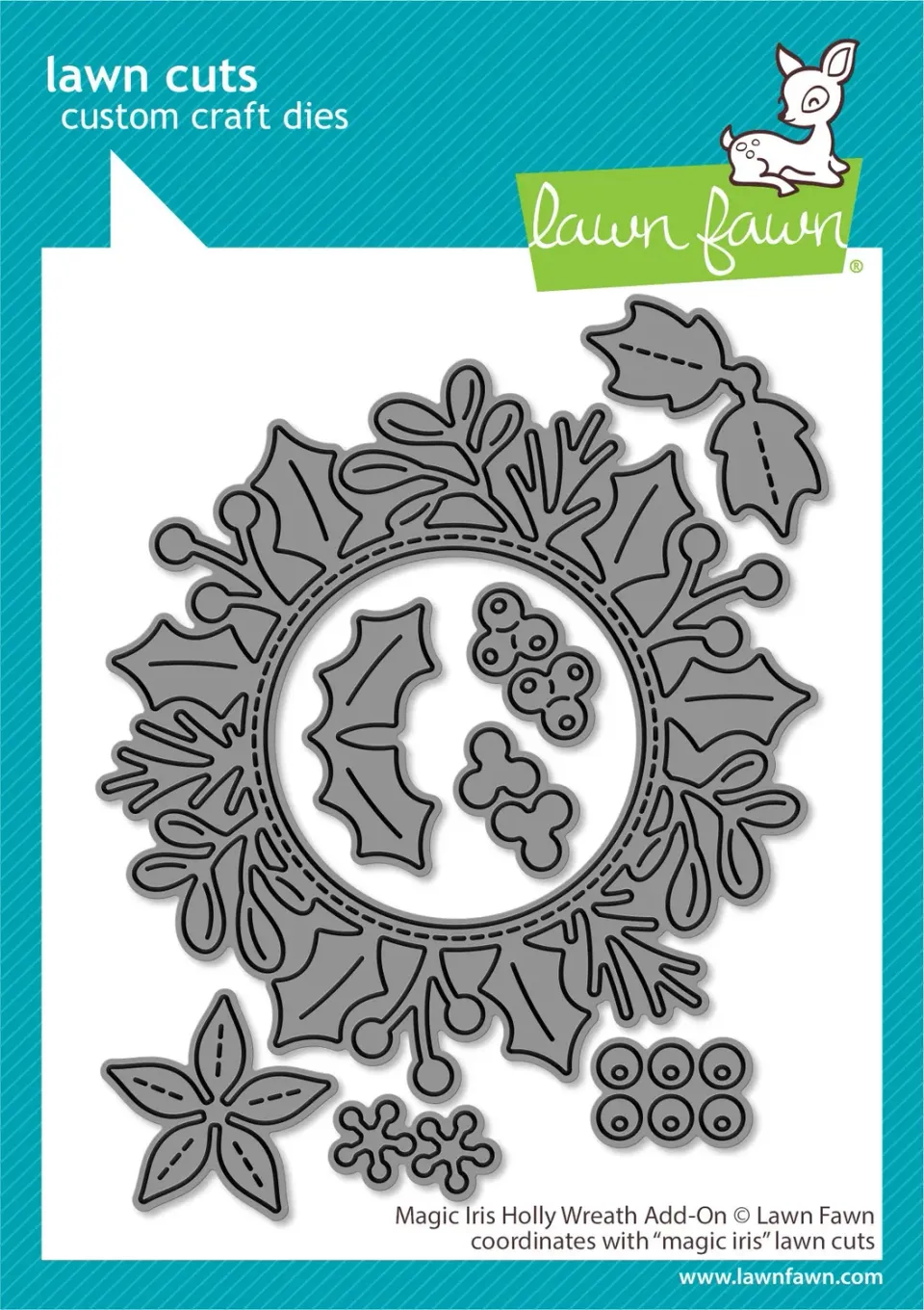 Lawn Fawn Magic Iris Holly Wreath Stanzen Stechpalmenkranz