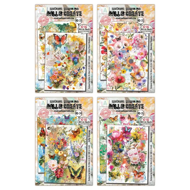 AALL and Create Radiant Florals Rub-Ons 4er Blumen-Set
