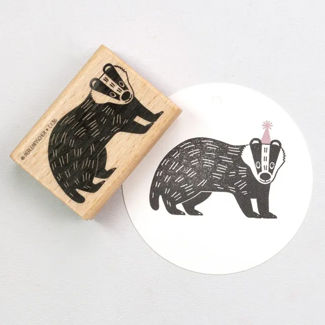 Perlenfischer Dachs Stempel 53x31 mm Waldtier
