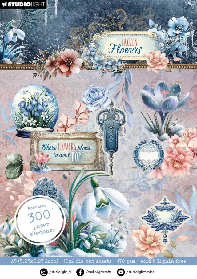 Studio Light Frozen Flowers Paper Elements Die-Cut Block Winter