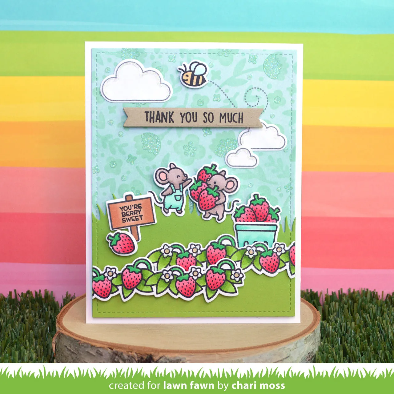 Lawn Fawn Berry Special Stempelset Erdbeere Mäuse