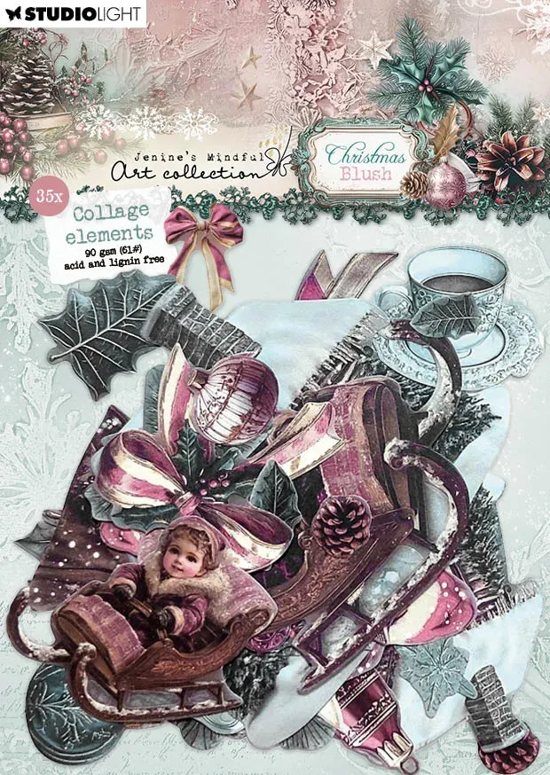 StudioLight Jenine's Mindful Art Christmas Blush Papier-Elemente 35-teilig rosa