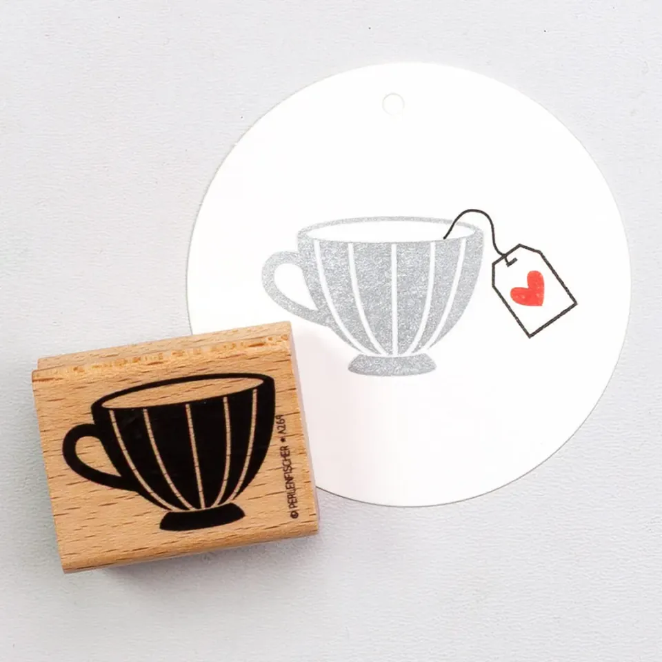 Perlenfischer Tasse XL Stempel Holz 37 mm