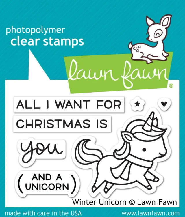 Lawn Fawn Winter Unicorn Mini Stempel Weihnachten