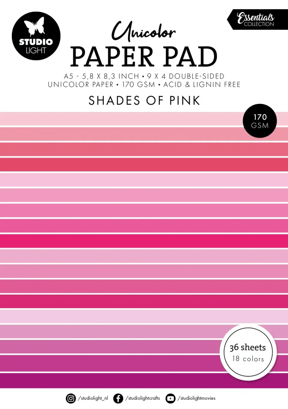 StudioLight Essentials Shades of pink Papierblock A5