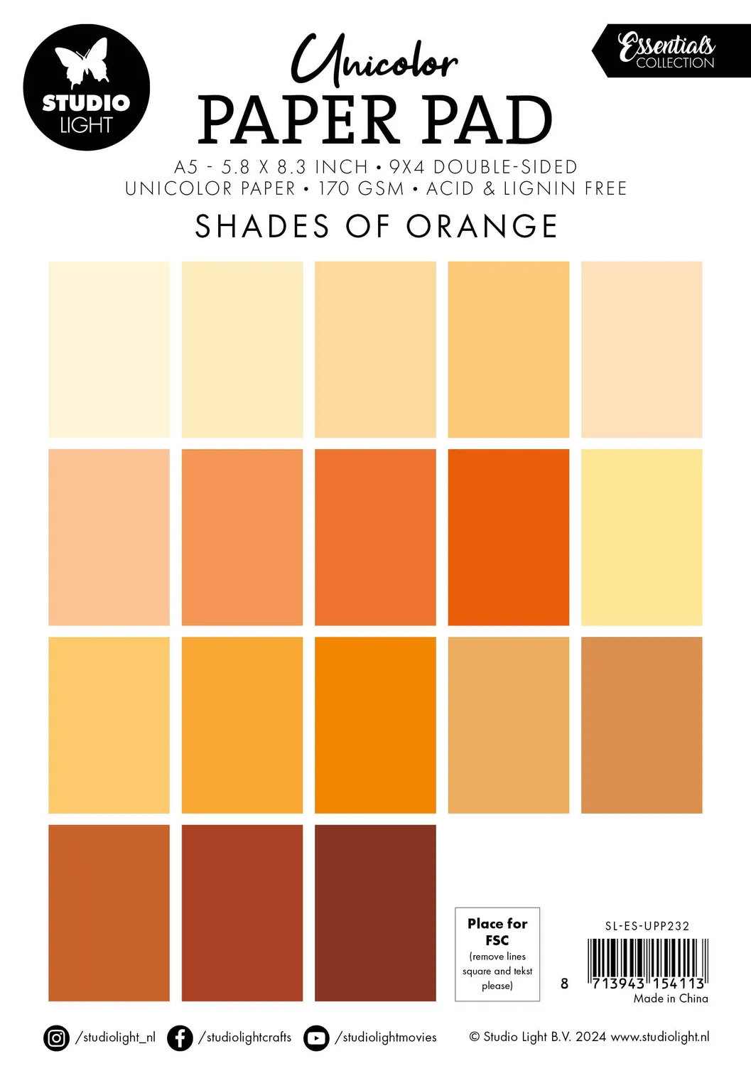 StudioLight Essentials Papierblock Unicolor Shades of Orange A5