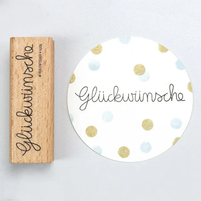 Perlenfischer Glückwünsche Stempel 15x66 mm Holz