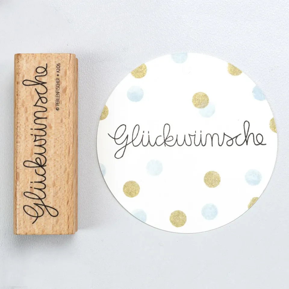 Perlenfischer Glückwünsche Stempel 15x66 mm Holz