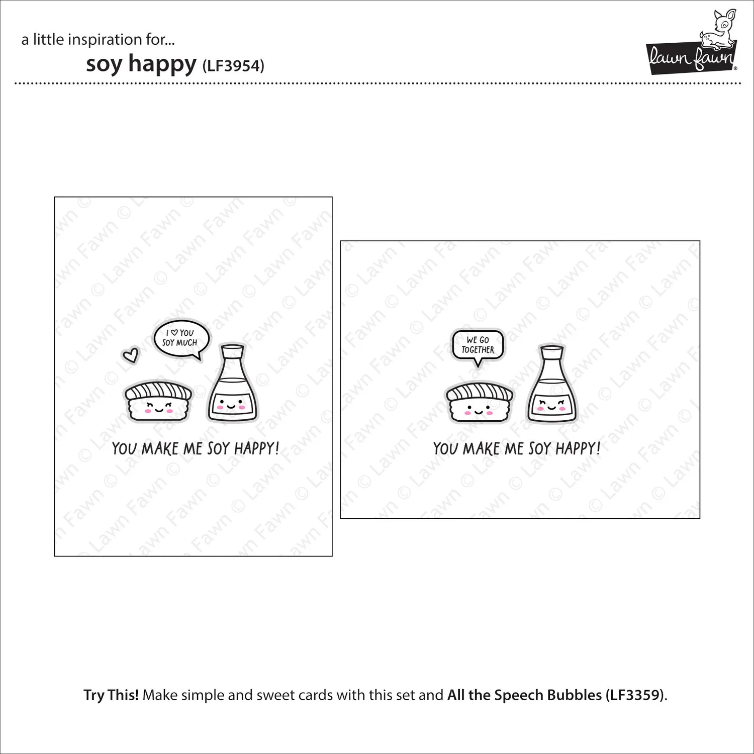 Lawn Fawn Soy Happy Stempelset Sushi Valentinstag