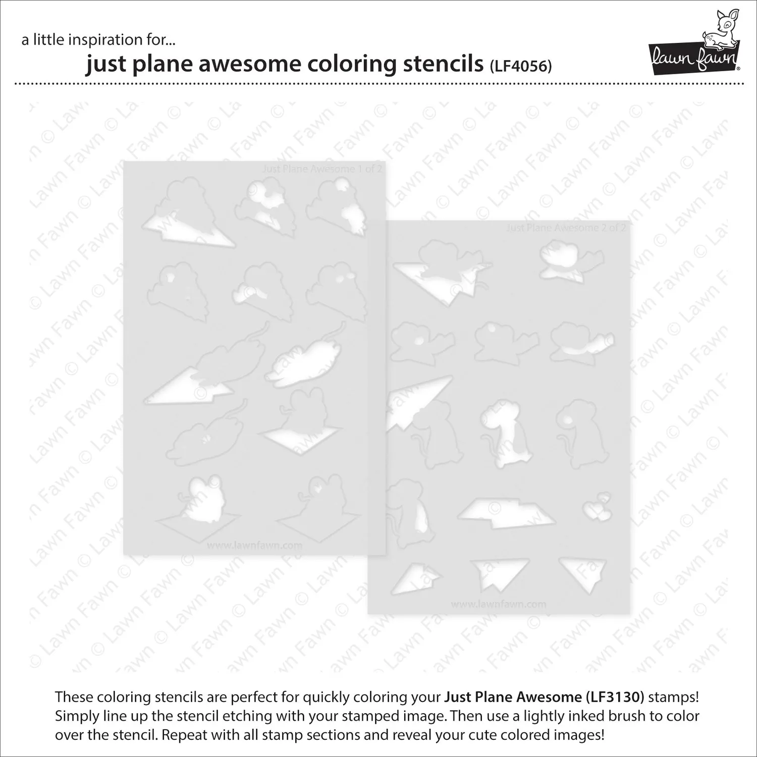 Lawn Fawn Just Plane Awesome Coloring Stencils Schablone 2-teilig