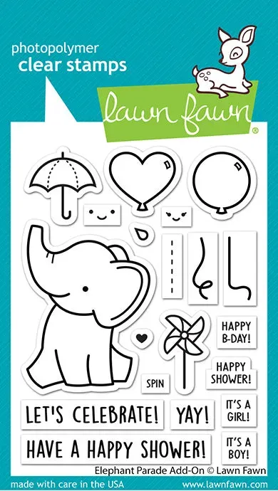 Lawn Fawn Elephant Parade Add-On Clear Stamps Baby