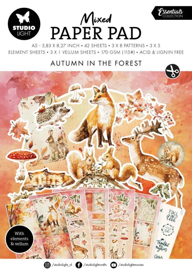 StudioLight Essentials Mixed Paper Pad Autumn in the forest 42 Blatt