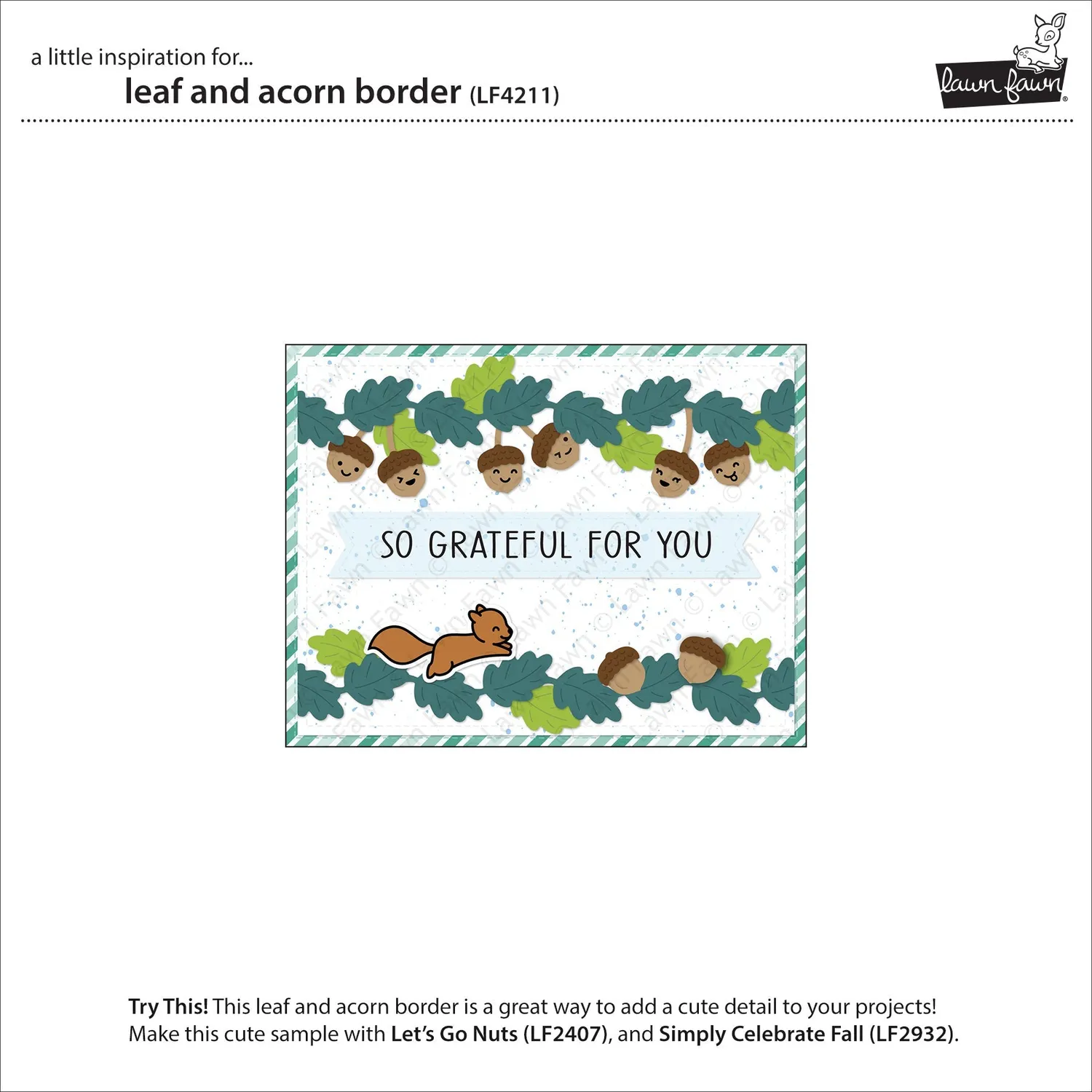 Lawn Fawn Leaf and Acorn Border LF4211 Stanzschablonen Herbst