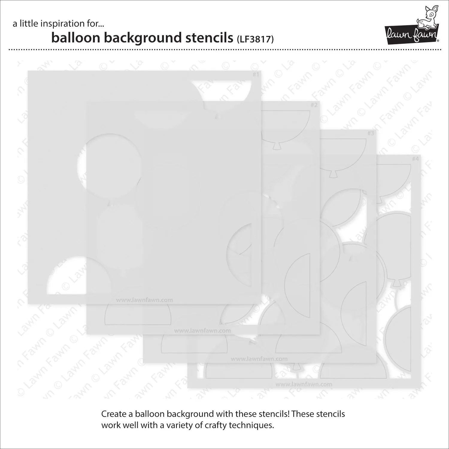 Lawn Fawn Balloon Background Schablonen 15x15cm 4-teilig