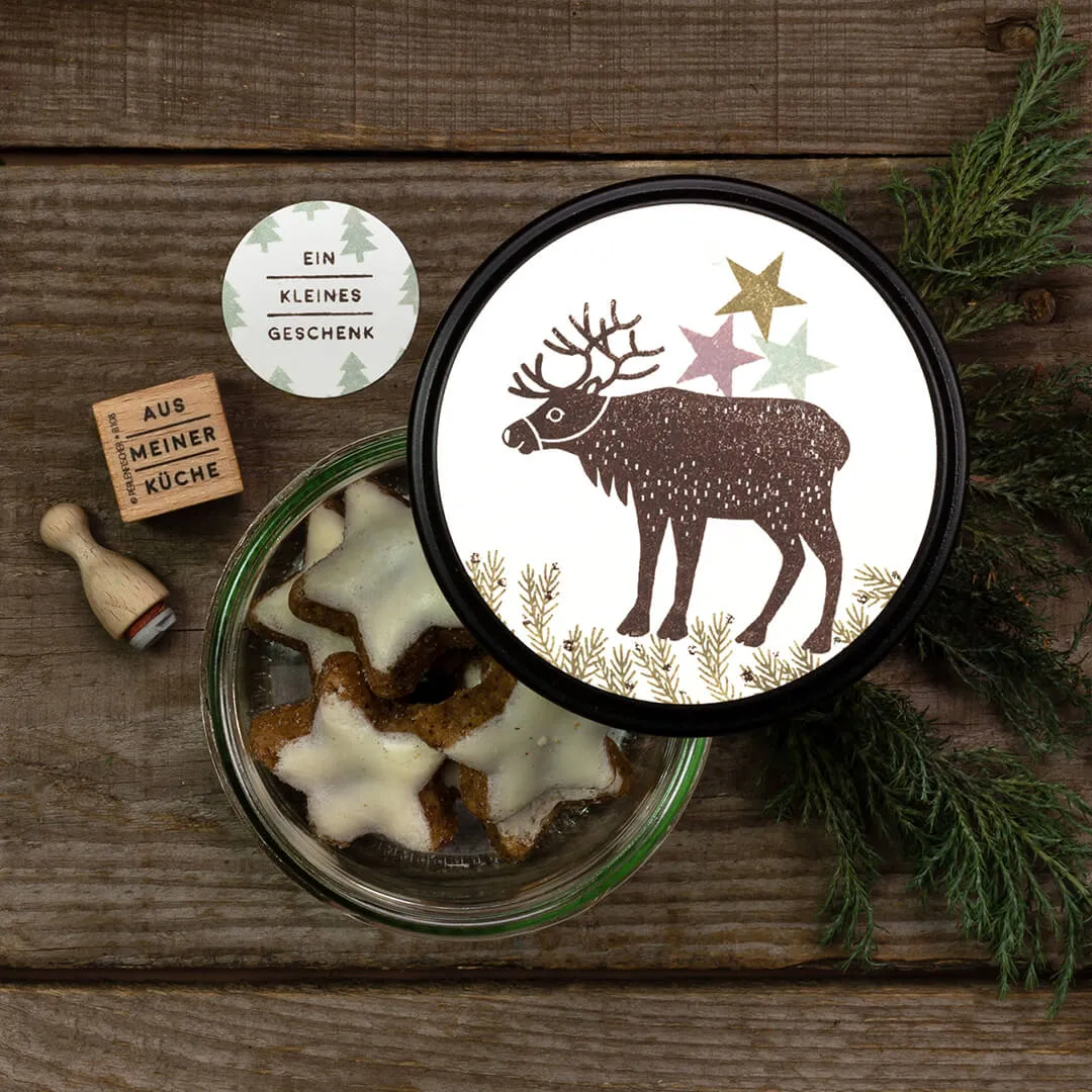 Perlenfischer Rentier Stempel 50x53 mm Waldtier Weihnachten