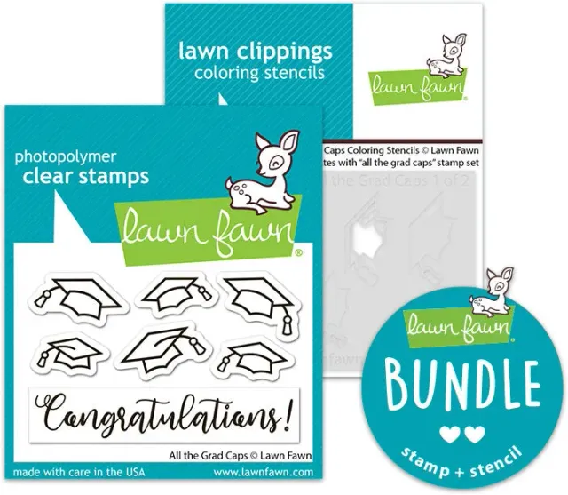 Lawn Fawn All the Grad Caps Stempel Schablonen Bundle