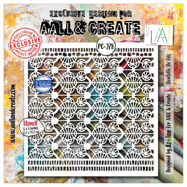 AALL and Create PC-278 Dentelle De Fils Schablone 15x15 cm Spitze