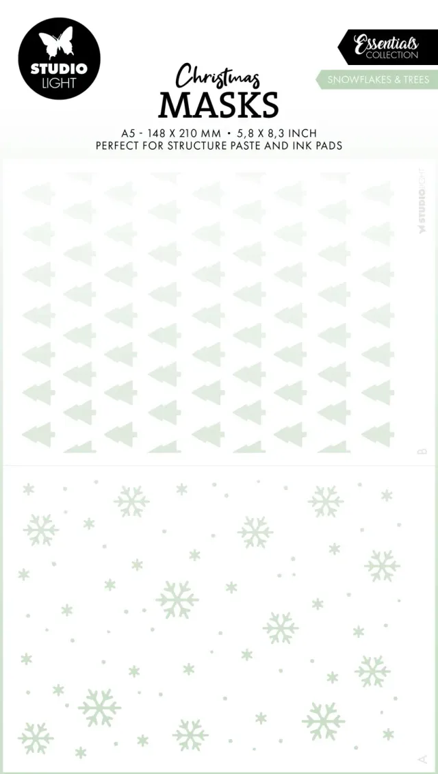 Studio Light Essentials Snowflakes Trees Mask Schablone 105x148mm